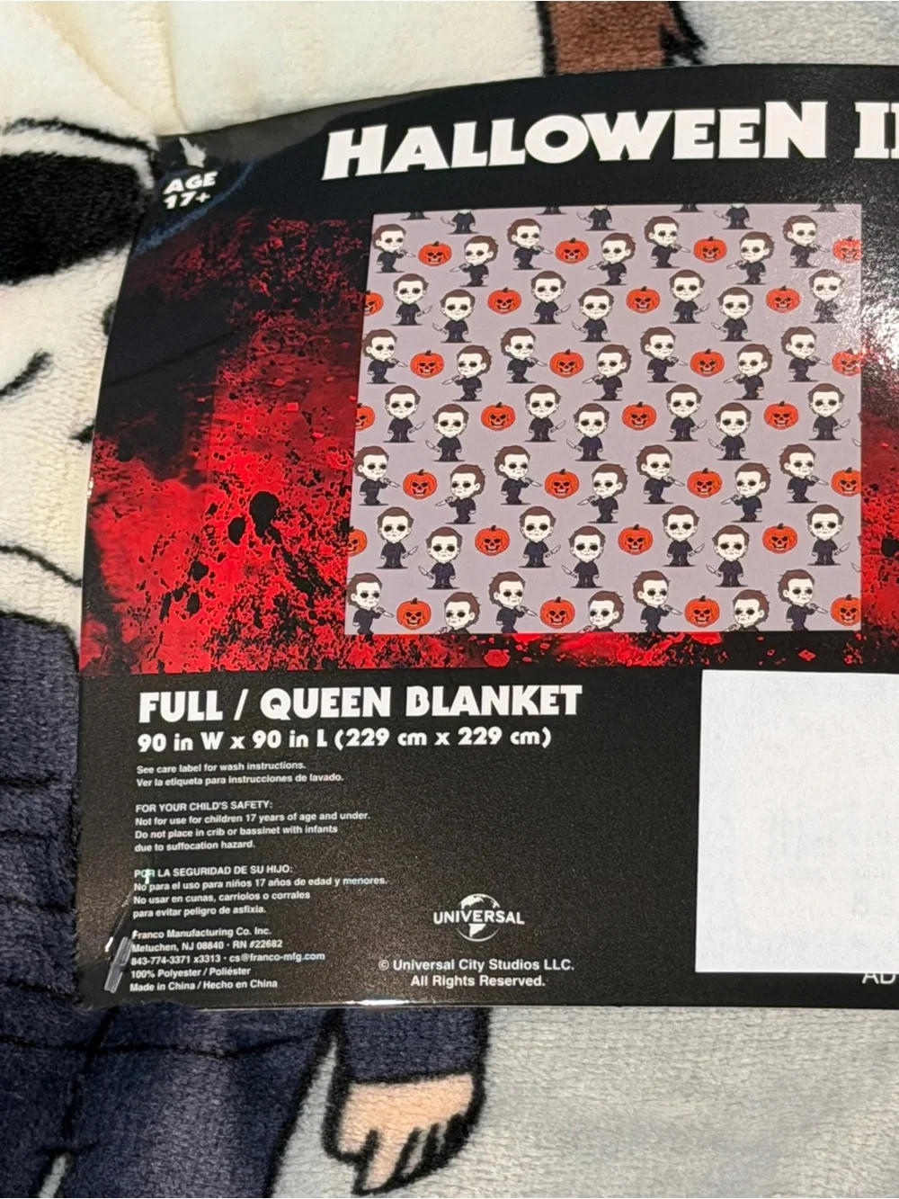 Halloween II Michael Myers Super Soft Plush Blanket Full/Queen 90x90” Brand New
